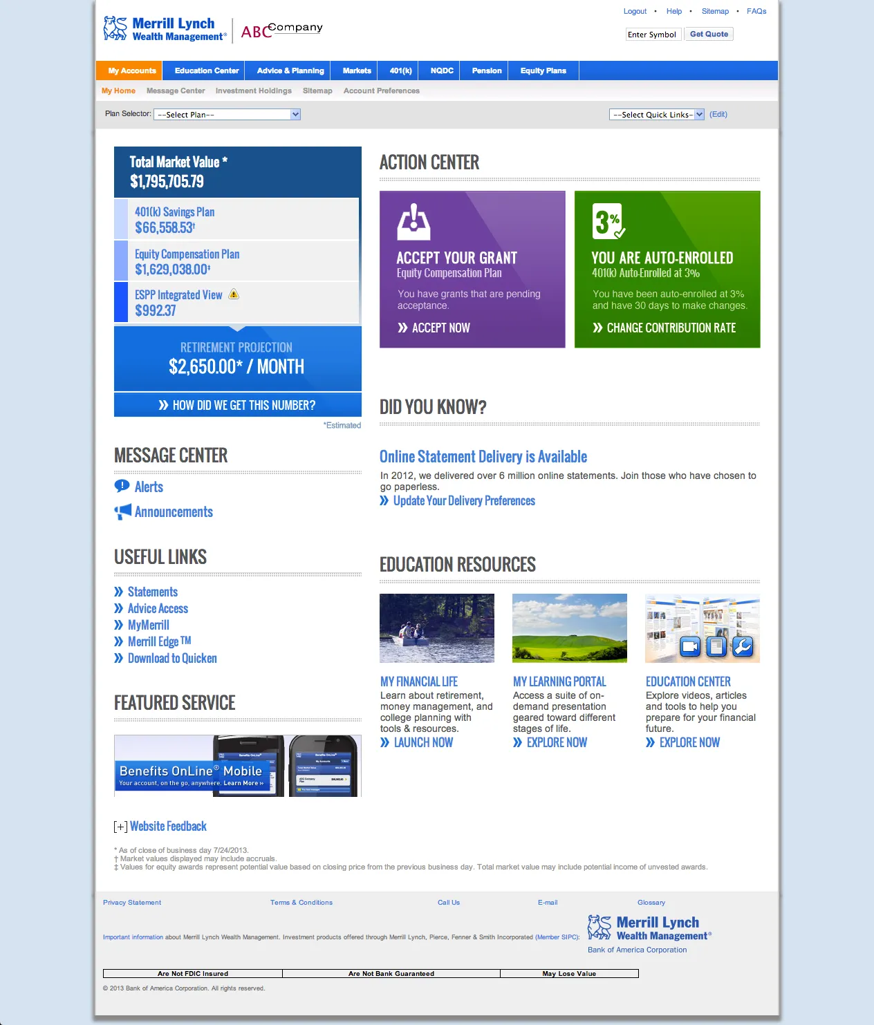 Benefits OnLine Homepage