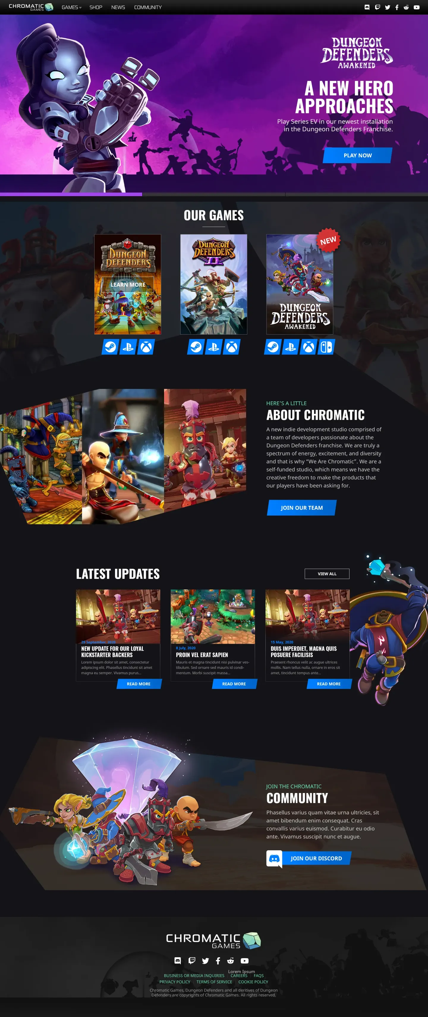 Chromatic Games launch website